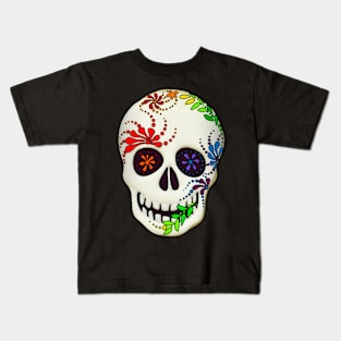 Beautiful Day of the Dead Colorful Skull Halloween Design Kids T-Shirt